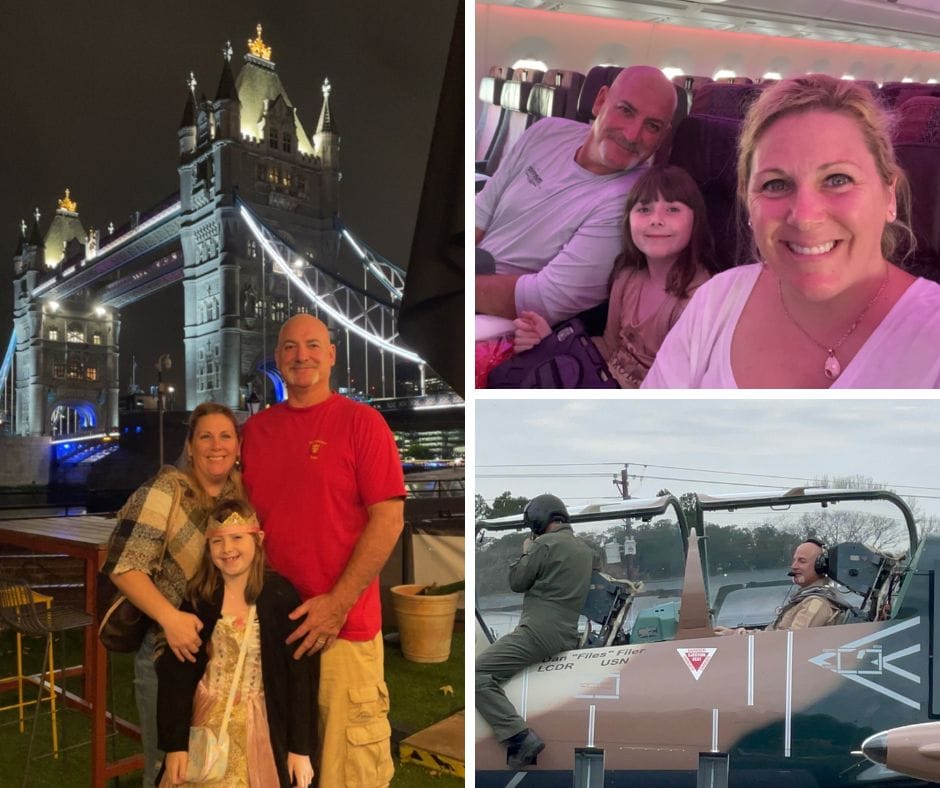 Kim, Rich and Adrianna Ward at the Tower Bridge in London September 2023